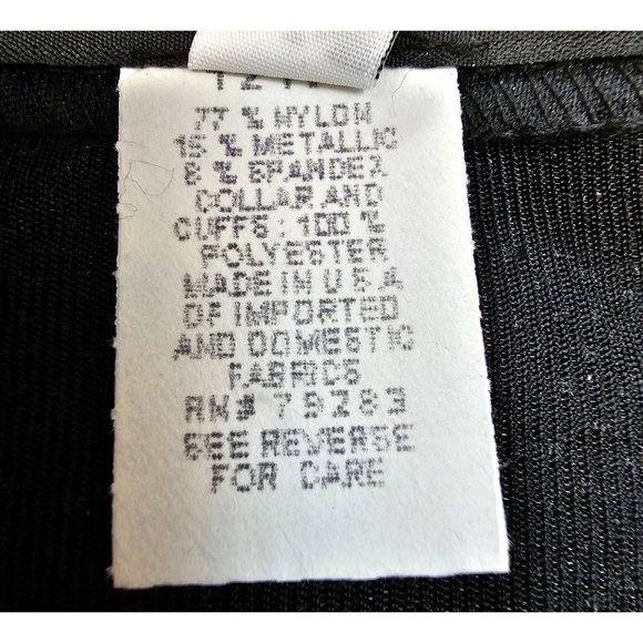 Vintage Alex Evenings Blouse Women's Petite Small Black Shimmery Wrap Top 80's - Picture 9 of 10